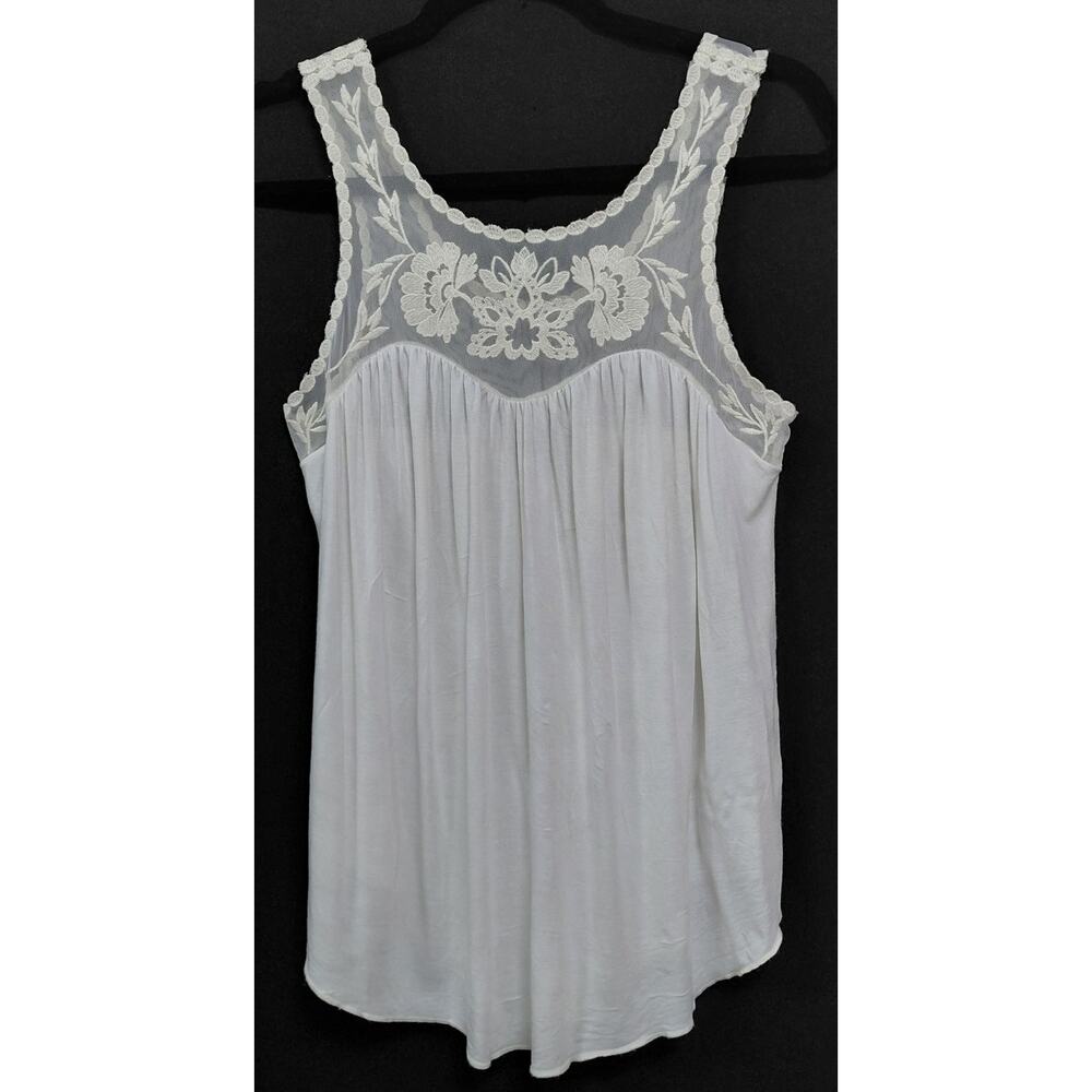 LR9 American Eagle Outfitters Lace Tank Top White Sleeveless Knit Size S